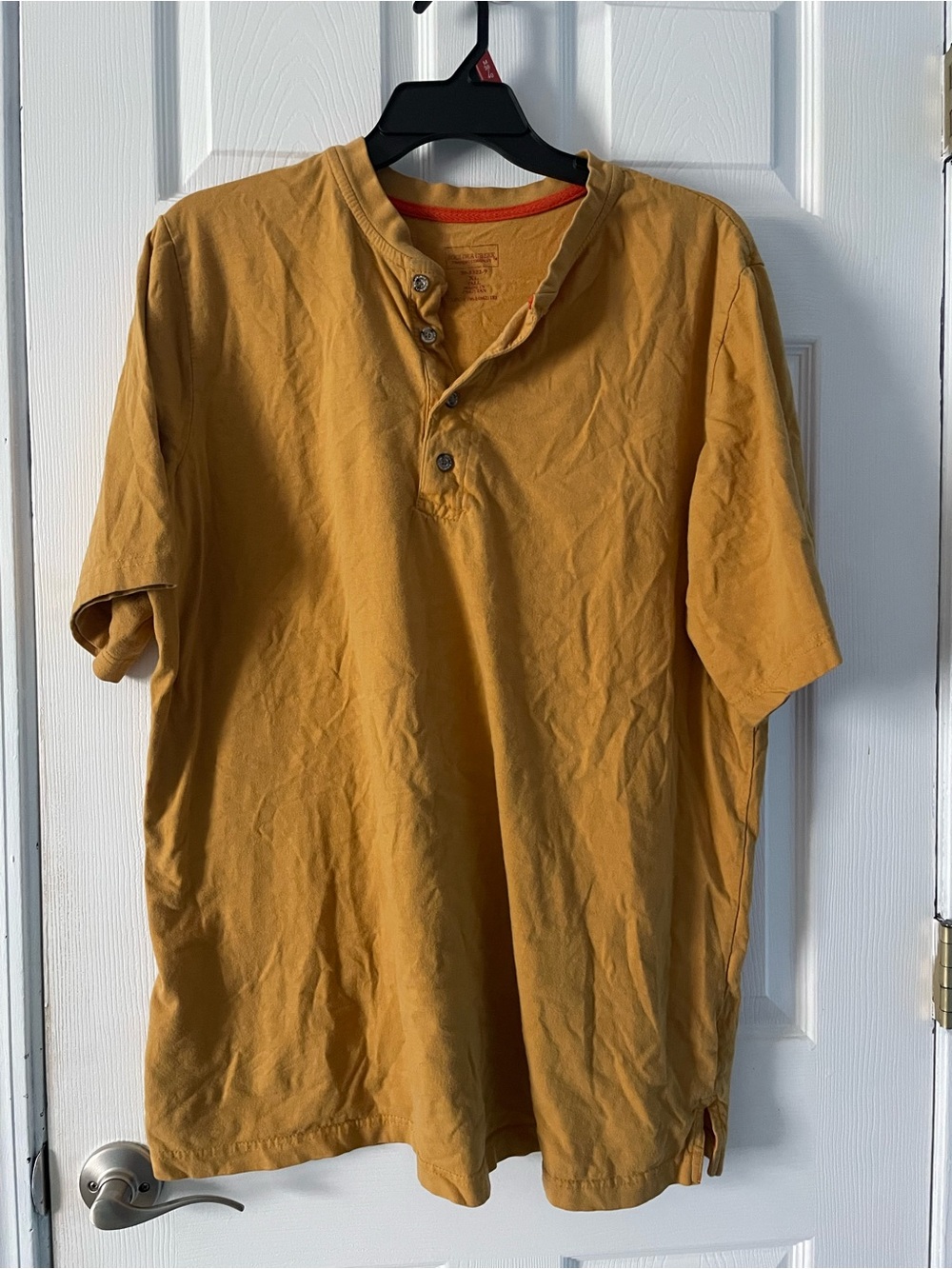 Men's Short Sleeve Henley Shirt in Mustard